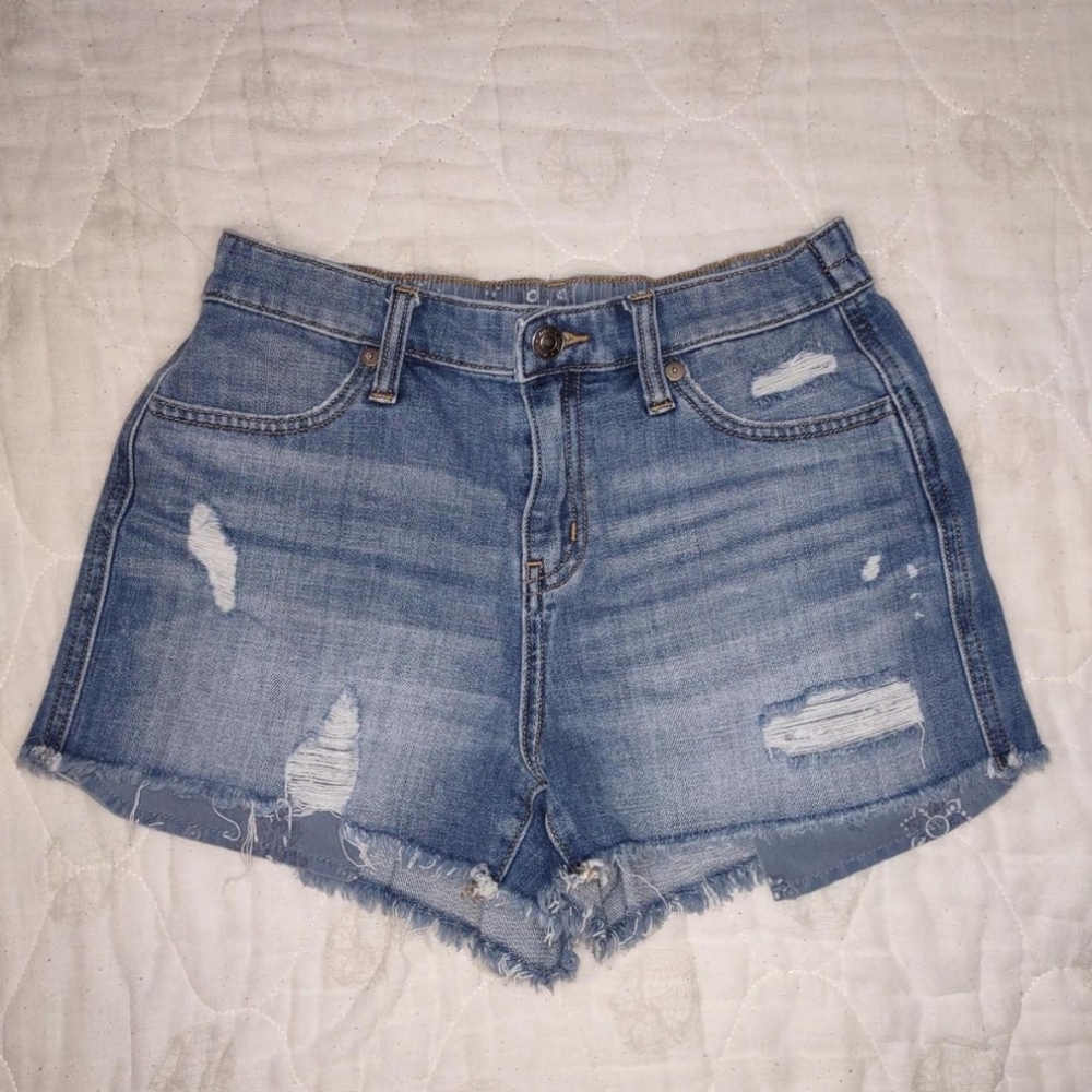 aerie Light Blue Distressed Denim Jean Shorts